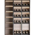 Elegant Modern Wine Cabinet With LED Lighting And Wooden Shelves For Wine Bottles