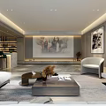 Modern Home Theater Interior With Comfortable Sofa Projector Screen Artwork Coffee Table And Ambient Lighting 3d model