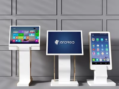 Modern Public Facilities With Stand Mounted Touchscreen Displays For Information Access 3d model
