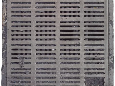 Road Facilities Metal Drainage Grate With Grid Pattern On Urban Street Surface 3d model