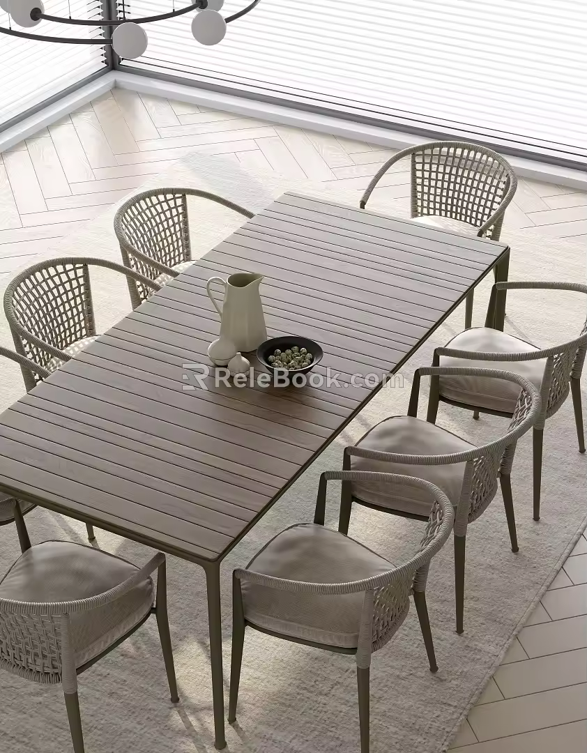 Dining table and chair combination 3d model