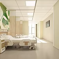 Hospital Outpatient Ward Interior With Beds Cabinets And Artworks