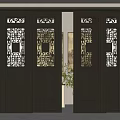 Dark Carved Chinese Style Sliding Doors With Openwork Design And Decorative Patterns 3d model