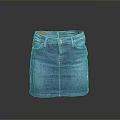 Stylish Blue Denim Mini Skirt With Front Pockets And Button Closure 3d model