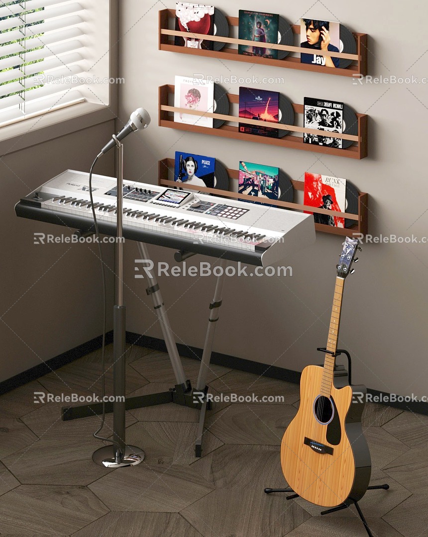 Modern electronic piano guitar CD stand 3d model