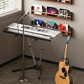 Modern electronic piano guitar CD stand 3d model