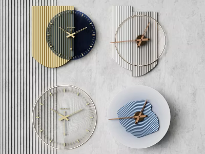 Modern Clocks with Geometric Shapes Colorful Dials and Minimalist Frames for Interior Wall Decor 3d model