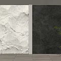 Light And Dark Textured Background Wall With Green Plant And Wooden Floor
