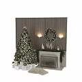 Christmas Decorative Ornament Set with Christmas Tree Wreath Fireplace Candles and Gift Boxes