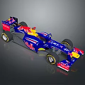 Red Bull Formula 1 Racing Car With Blue Red Livery And Sponsor Logos