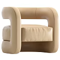 Modern Beige Single Sofa With Unique Armrest Design And Sleek Leather Upholstery