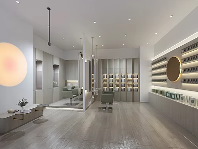 Boutique Elegant Modern Interior With Shelves Product Display And Warm Lighting 3d model