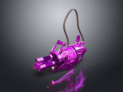 Practical Portable Purple Household Item With Brown Strap And Shiny Metallic Finish 3d model