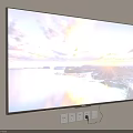Wall Mounted TV Displaying Vibrant Sunset Seaside View With Clear Screen 3d model