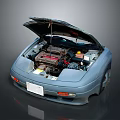High Quality Car Parts Including Engine Components Under Open Automobile Hood