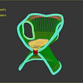 Modern Artistic Woven Chair In Light Pink With Curved Backrest And Unique Base