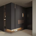 Modern Sleek Dark Shoe Cabinet With Built in Storage And Integrated Lighting