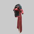 Red And Black Armor Style Tunic With Shoulder Details And Matching Pants