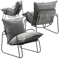 Modern Gray Fabric Single Sofa With Metal Frame And Comfortable Cushion Design
