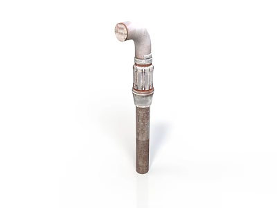 Rusted Metal Pipe With Elbow Joint For Industrial Plumbing Fixture 3d model