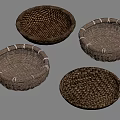 Rustic Brown Woven Baskets Decorative Ornament Set With Textured Handwoven Design 3d model