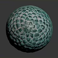 Handcrafted Green Egg Shaped Sculpture With Intricate Scaly Surface Texture 3d model