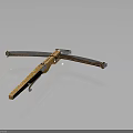 Crossbow With Wooden Body Metal Bow Arms And Mechanical Trigger System