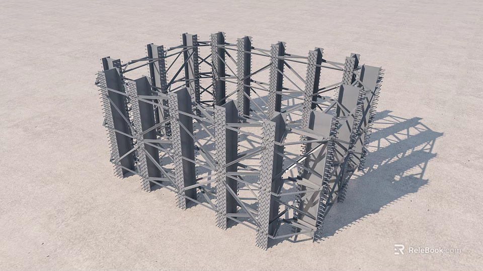 Heavy Duty Industrial Equipment Metal Frame Structural Support Mechanical Components 3d model 