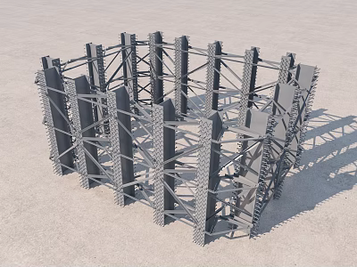 Heavy Duty Industrial Equipment Metal Frame Structural Support Mechanical Components 3d model
