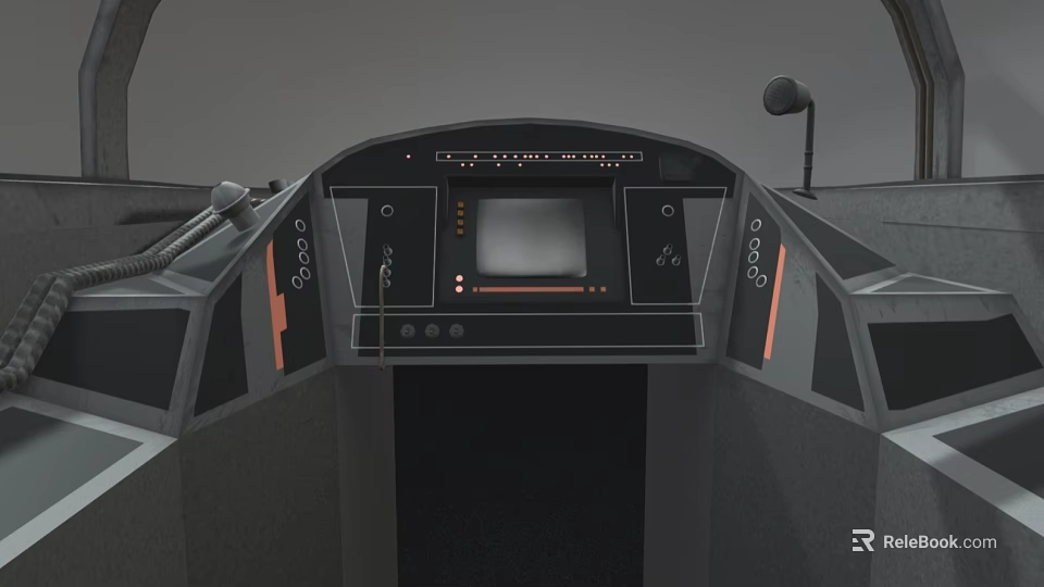 Modern Airplane Cockpit Interior with Dashboard Screens and Control Panels 3d model 