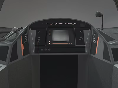 Modern Airplane Cockpit Interior with Dashboard Screens and Control Panels 3d model