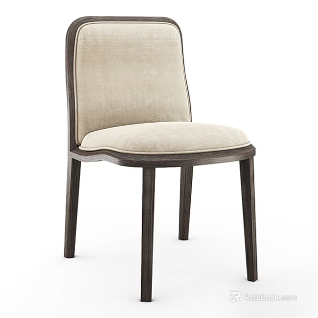 Modern Accent Chair with Beige Cushion Dark Wooden Legs Comfortable Backrest and Stylish Design 3d model 