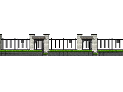 Stone Building Exterior Wall Design With Metal Railings Columns And Classic Style Elements 3d model