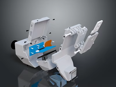 Detailed Weapon Decomposed Internal Mechanical Structure With White Components And Blue Parts 3d model