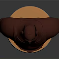 Red Muscular 3D Game And Movie Character With Mustache On Orange Base