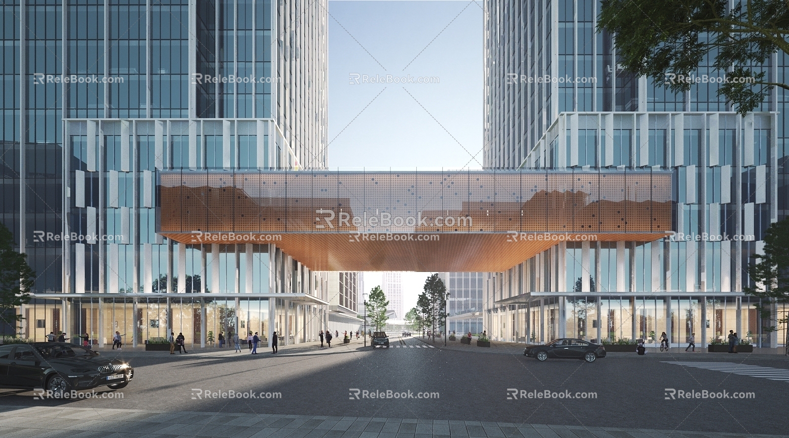 Commercial complex public building backlighting high-end 3d model