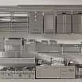 Stainless Steel Commercial Kitchen Appliances With Open Layout And Cooking Equipment