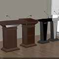 Four Different Design Podiums With Wooden Black White Materials Indoor