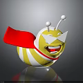 Cartoon Snail Character With Red Cape Yellow White Stripes And Smiling Face