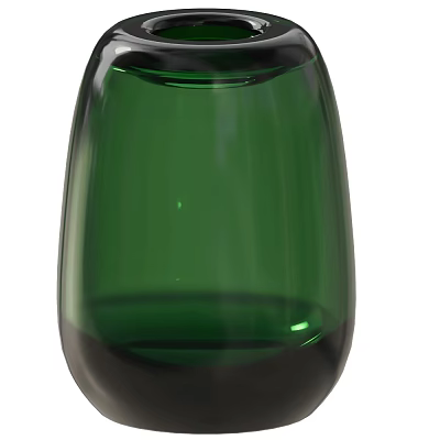 Green Glass Vase Decorative Ornament Set with Modern Design for Home Tabletop Decor 3d model