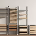 Modern Storage Shelving Unit With Metal Frame Wooden Drawers And Pegboard Panel