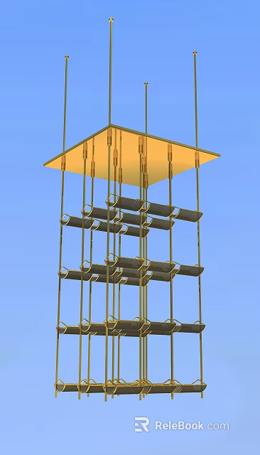 Elegant Golden Chandelier With Multi Tiered Metal Structure And Modern Design 3d model 