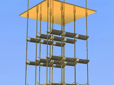 Elegant Golden Chandelier With Multi Tiered Metal Structure And Modern Design 3d model