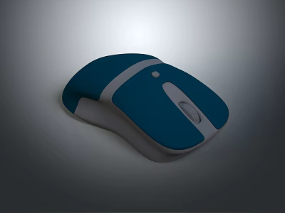 Blue and White Computer Mouse with Modern Design and Integrated Scroll Wheel 3d model