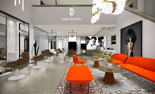 Light Luxury Barber Shop Simple Avant-garde Barber Shop 3d model