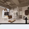 Stylish Modern Clothing Store Interior With Mannequins Clothing Racks Hanging Lights And Wooden Display Counter