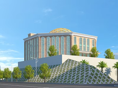 Modern Hotel Architecture Business Hotel Architectural Appearance Perspective Bird's Eye View 3d model