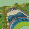 Serene Park Landscape With Winding Paths Green Lawns Water Features And Shade Trees