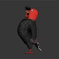 Cartoon Turkey Character With Red Head Black Feathers Raised Wing And Red Feet