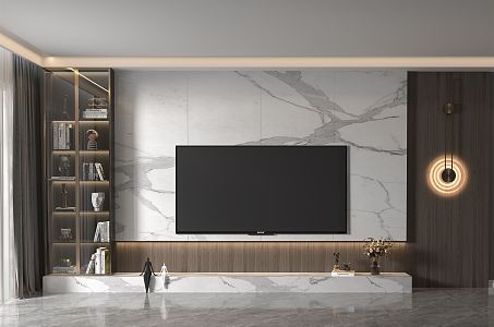 Modern TV background wall 3d model